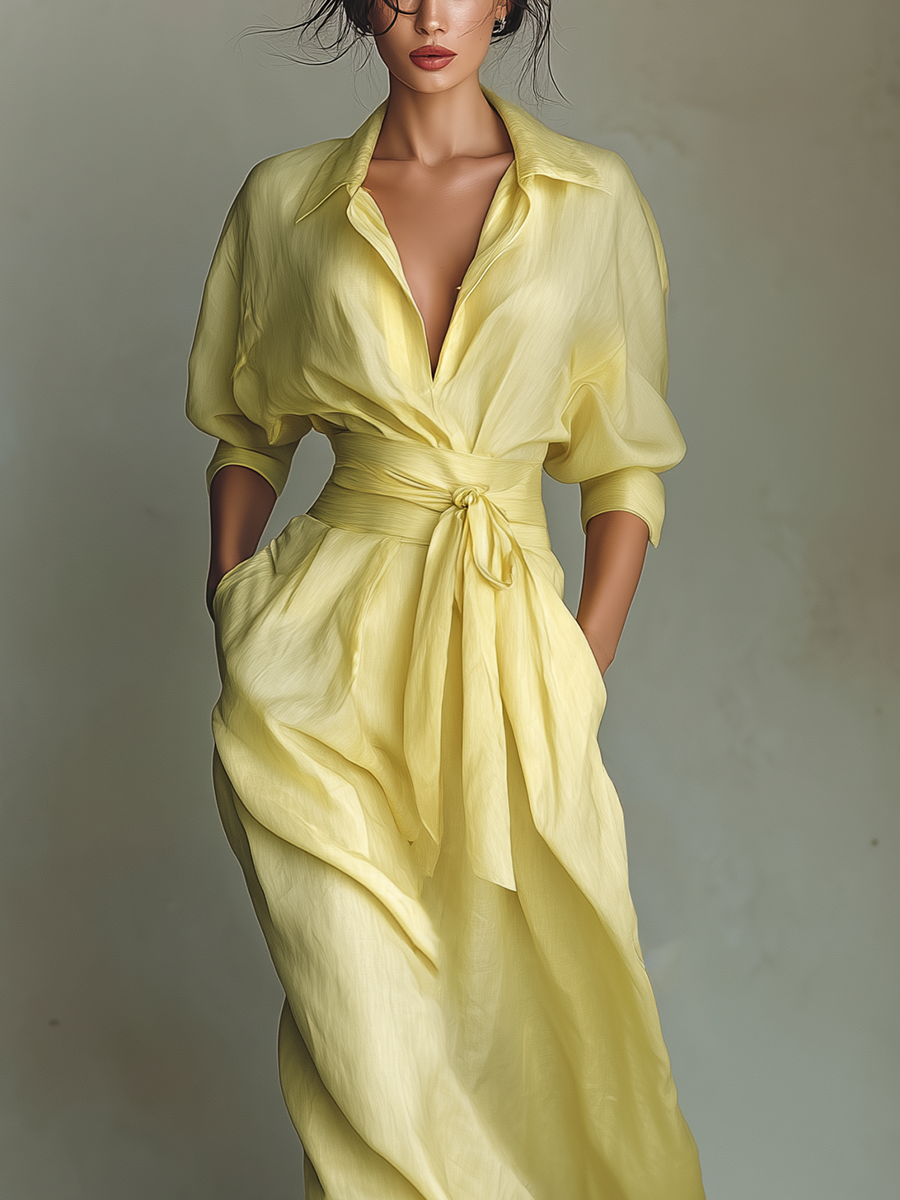 Anisha | Summer Linen Maxi Shirt Dress