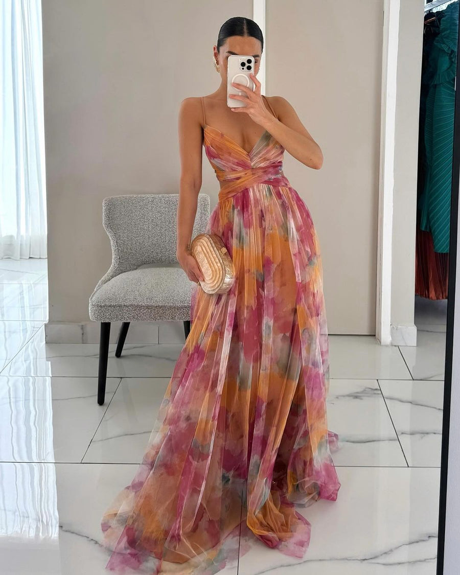 Bryony | Watercolour Chiffon Maxi Dress