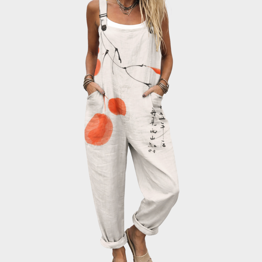 Wilhelmina | Grey Print Dungarees