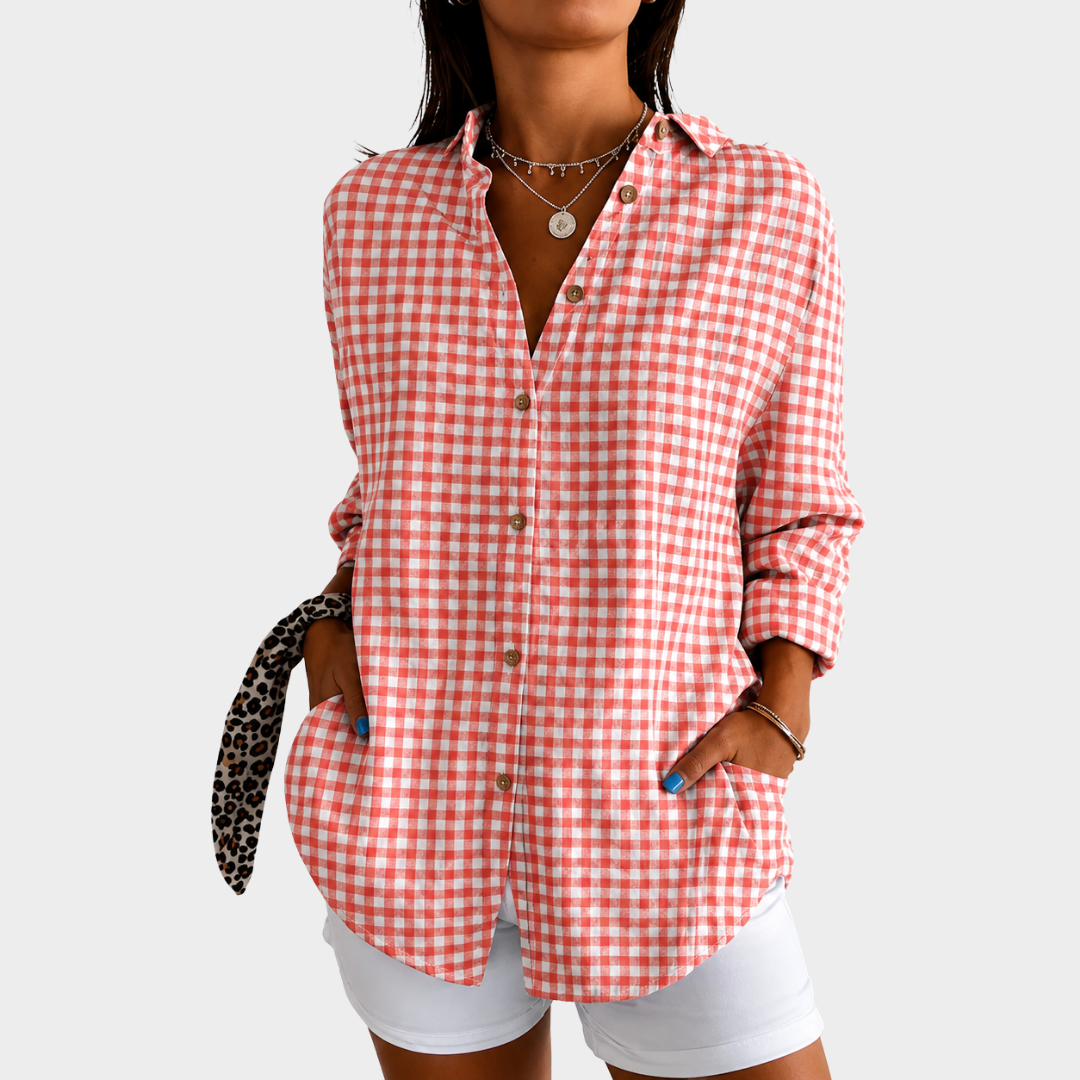 Winifred | Coral Picnic Charm Blouse