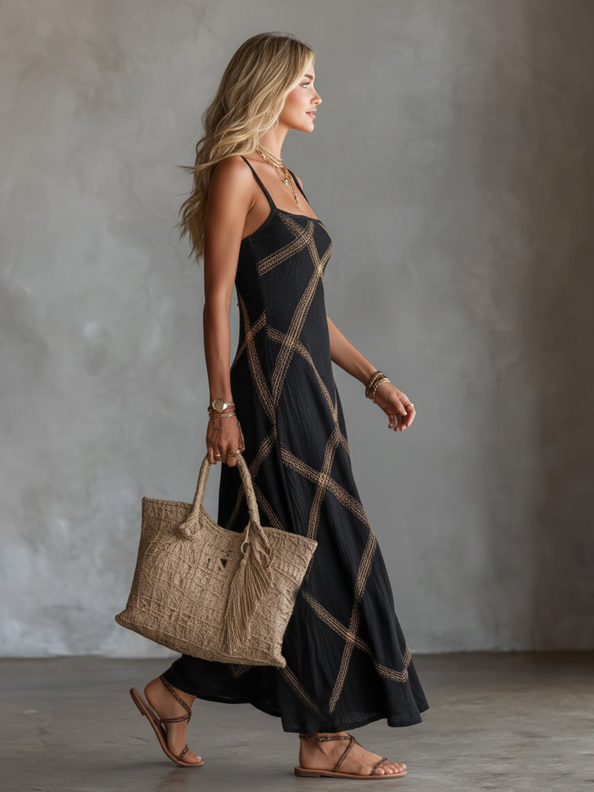 Victoria | Geometric Print Maxi Dress