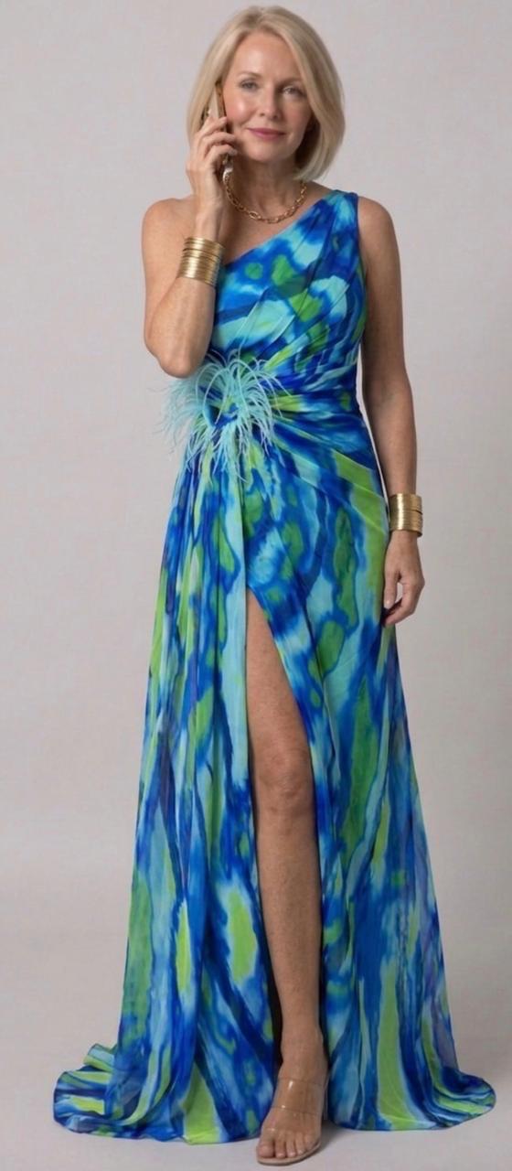 Elvina | Draped One Shoulder Evening Gown