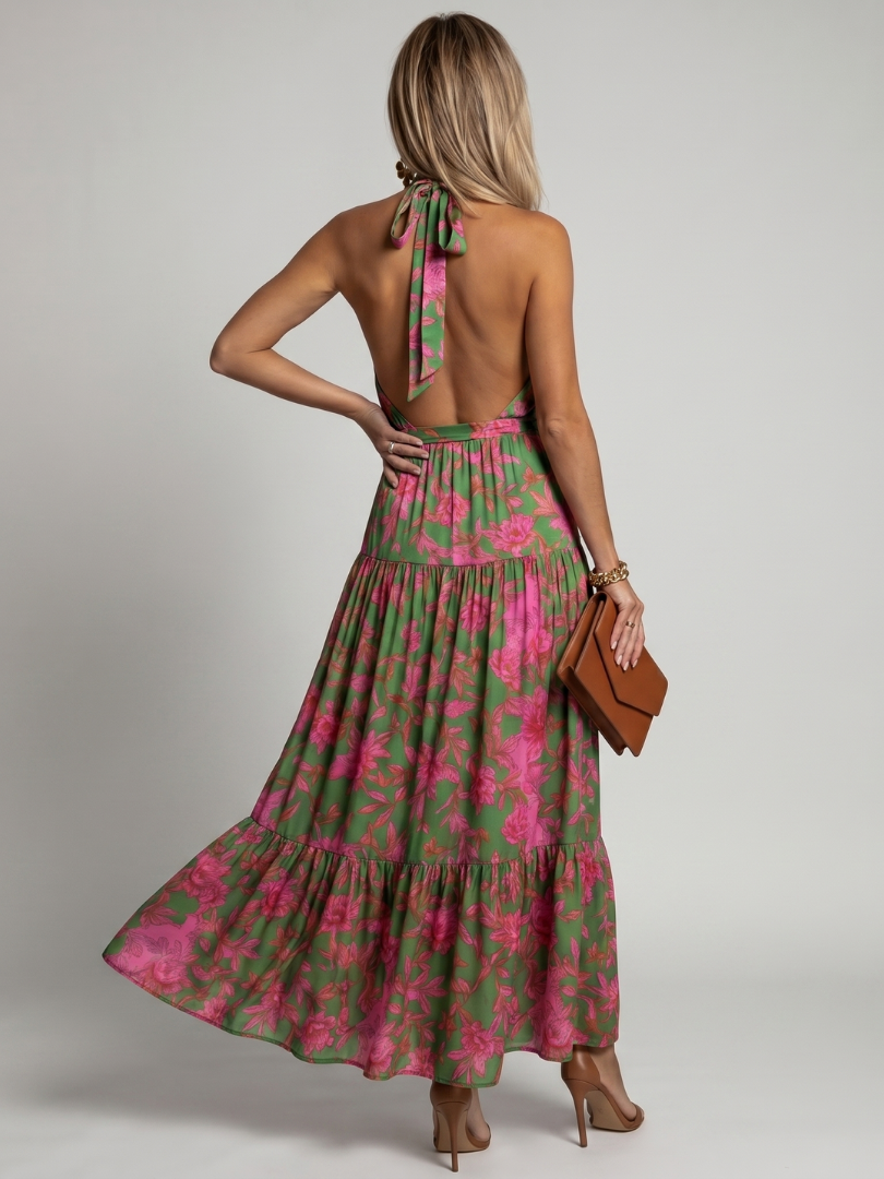 Beatrisse | Draped Halter Maxi Dress