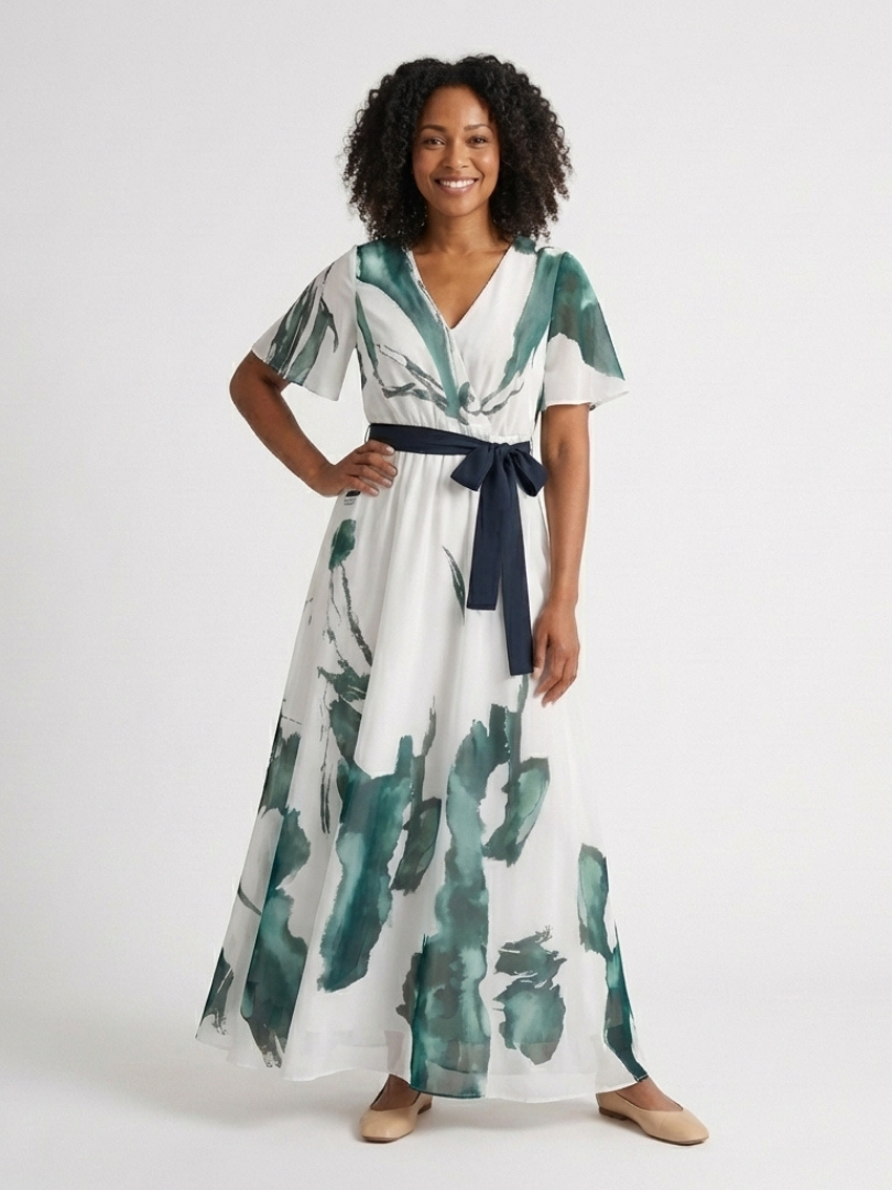 Madison | Flutter Sleeve Belted Maxi Dress