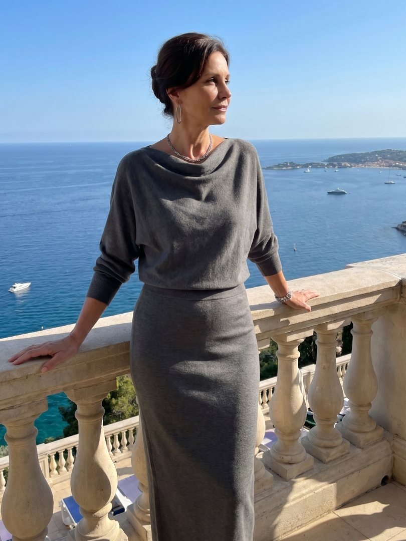 Bettany | Draped Cowl Neck Midi Dress