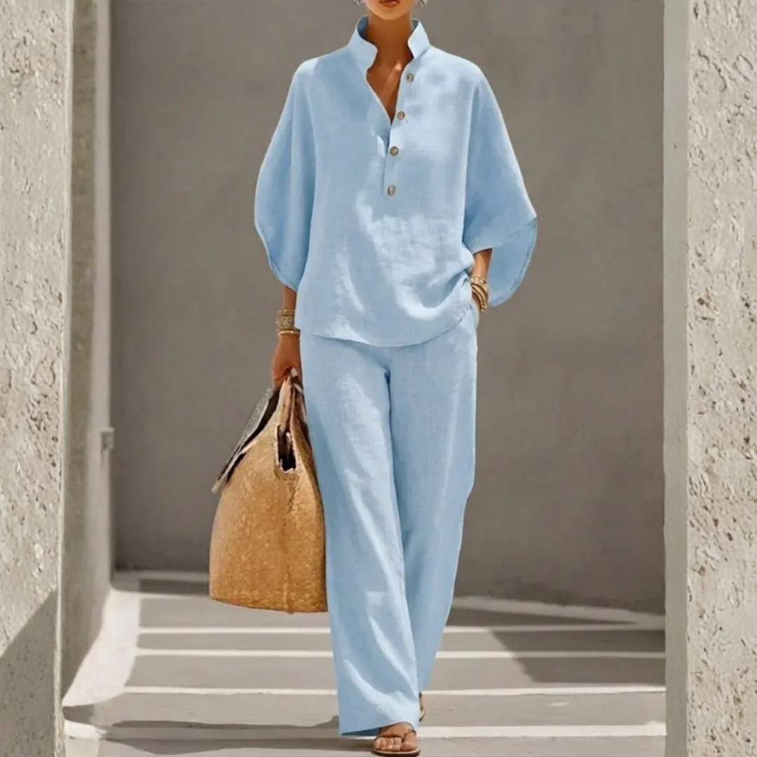 Maribel | Flared Casual Summer Linen Set