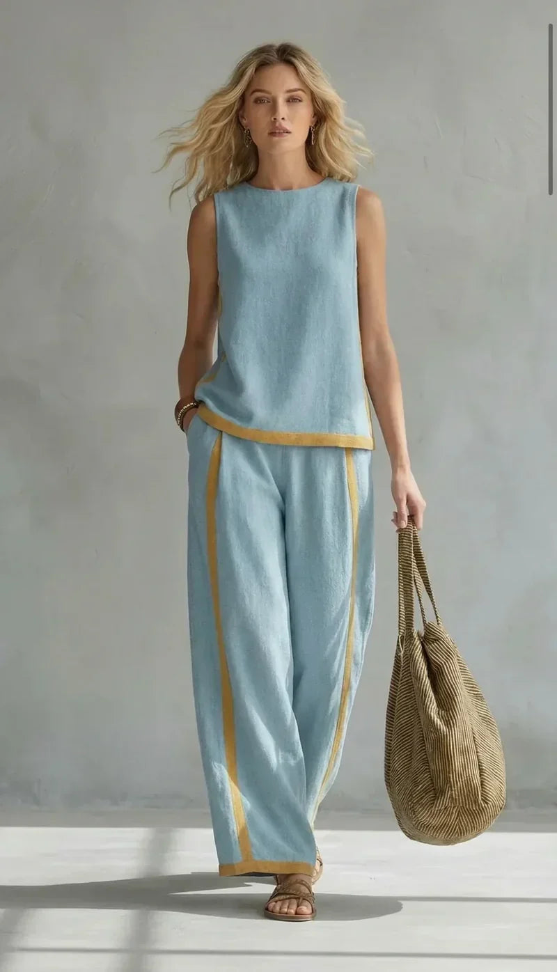 Winona | Contrast Trim Wide Leg Two Piece Set