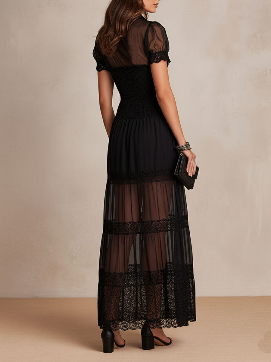 Rosaline | Lace Trimmed Maxi Dress