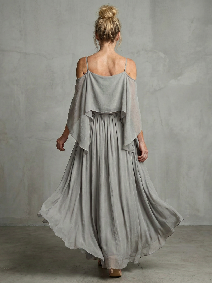 Linnea | Draped Cold Shoulder Two Piece Set