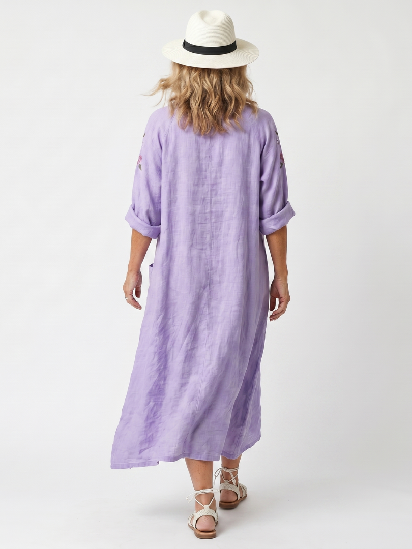 Tavi | Floral Embroidered Pocket Midi Dress