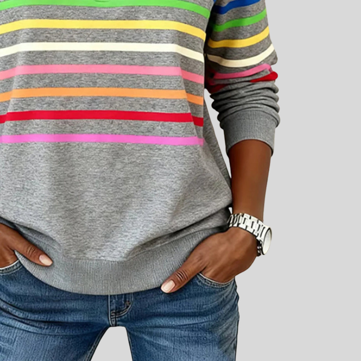 Prismette | Colourful Striped Quarter Zip Sweatshirt
