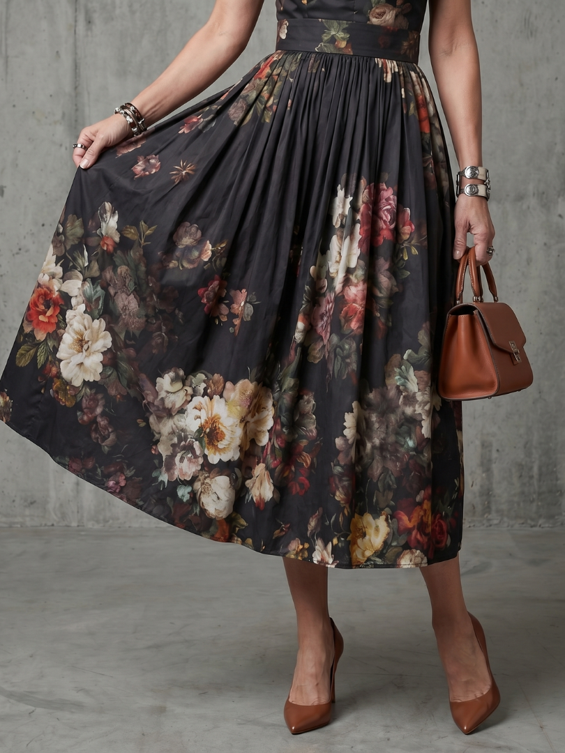 Ulla | High Neck Keyhole Floral Midi Dress