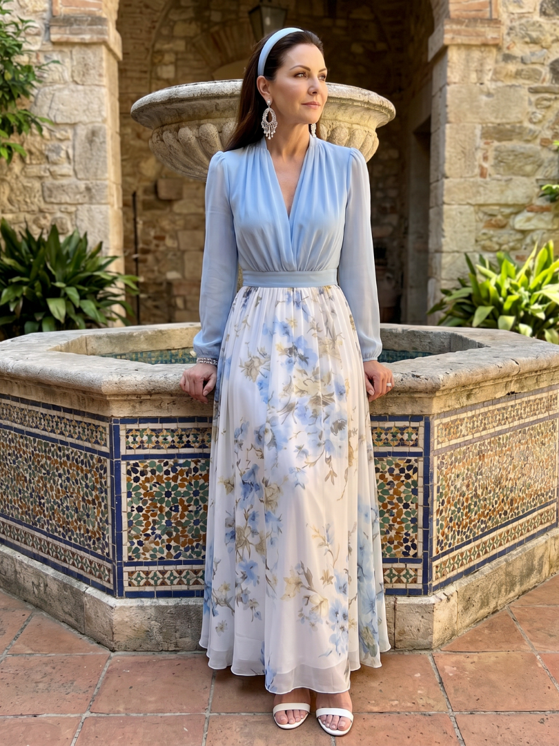 Coralie | V Neck Floral Maxi Dress