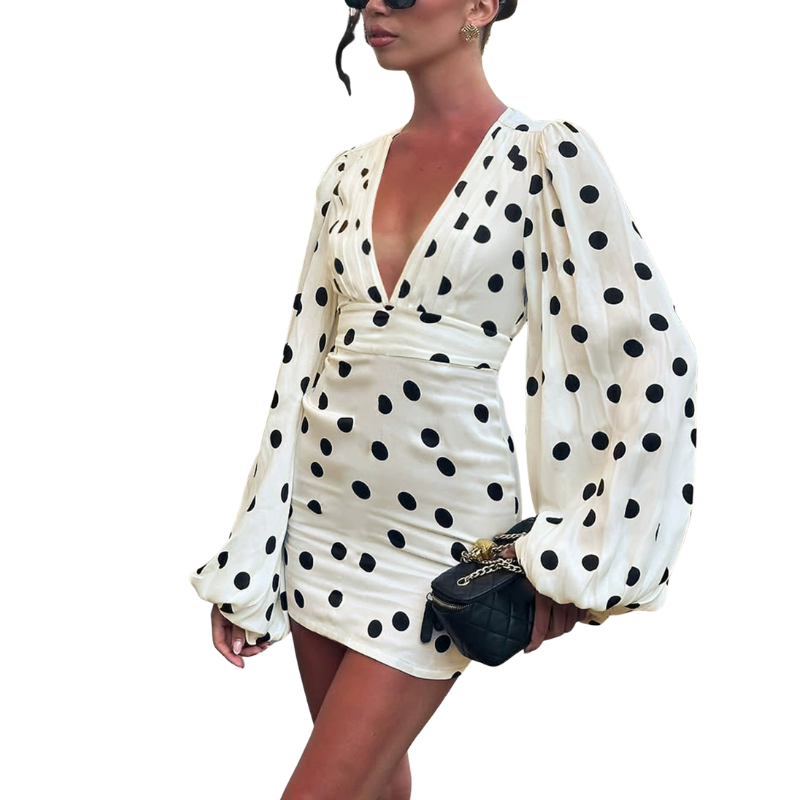 MARGO™ – Chic Long Sleeve V Neck Bodycon Mini Dress