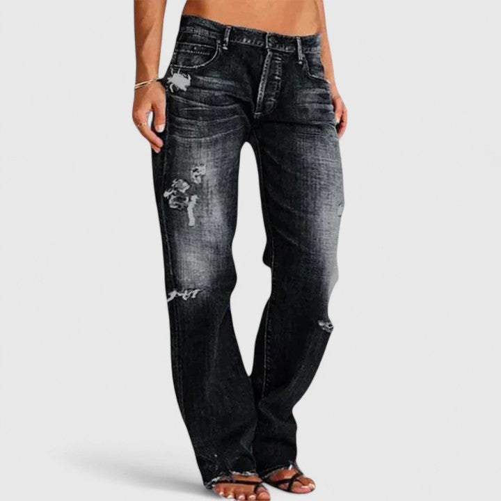 Sylvia | Stylish Rugged Wide-Leg Jeans