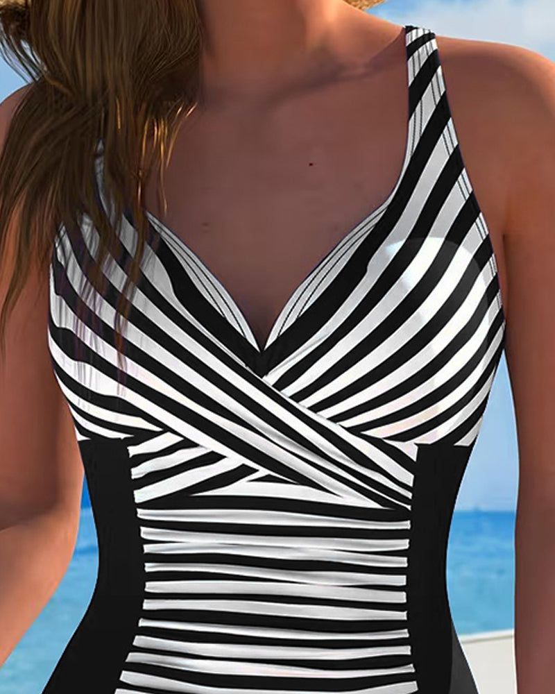 Aurora — Colourblock Stripe Swimsuit