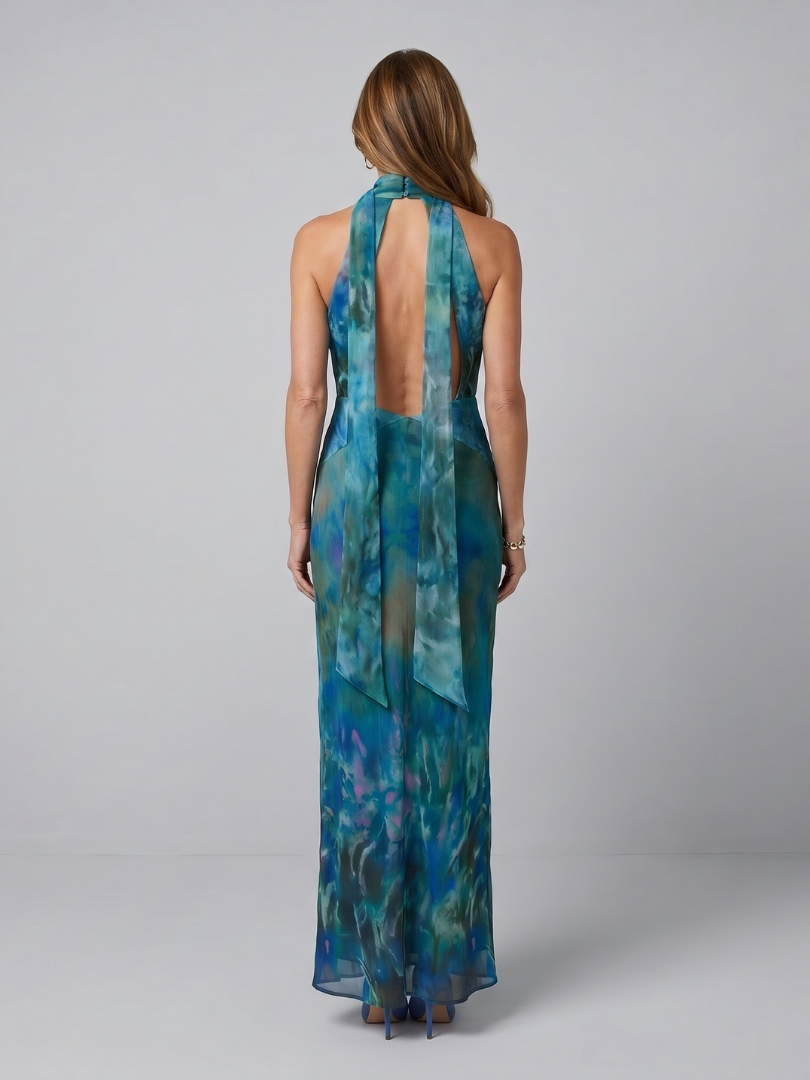 Kessa | Keyhole Halter Maxi Dress