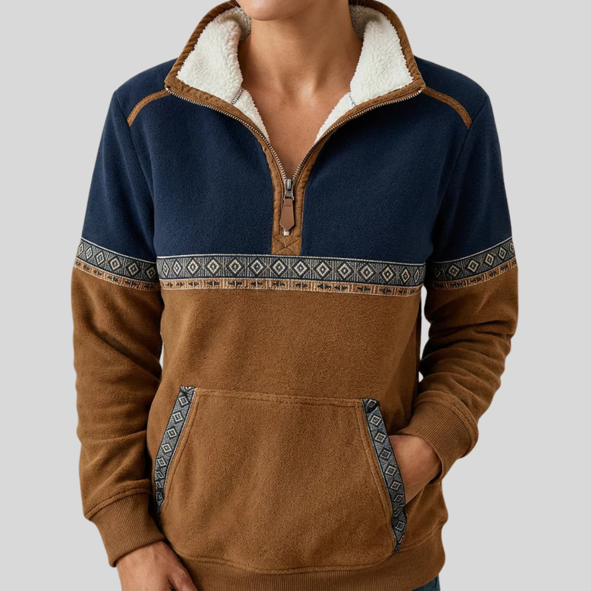 Alvette | Sherpa Collar Half Zip Pullover