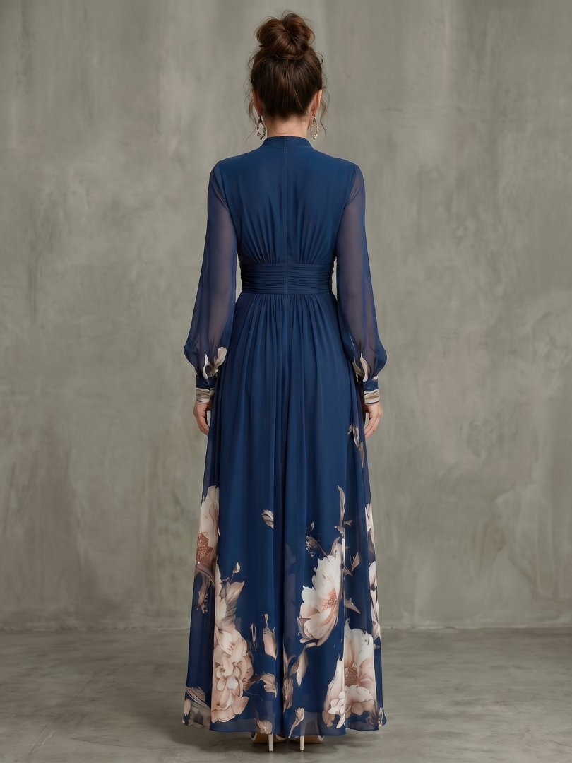 Delilah | Pleated Floral-Hem Maxi Dress