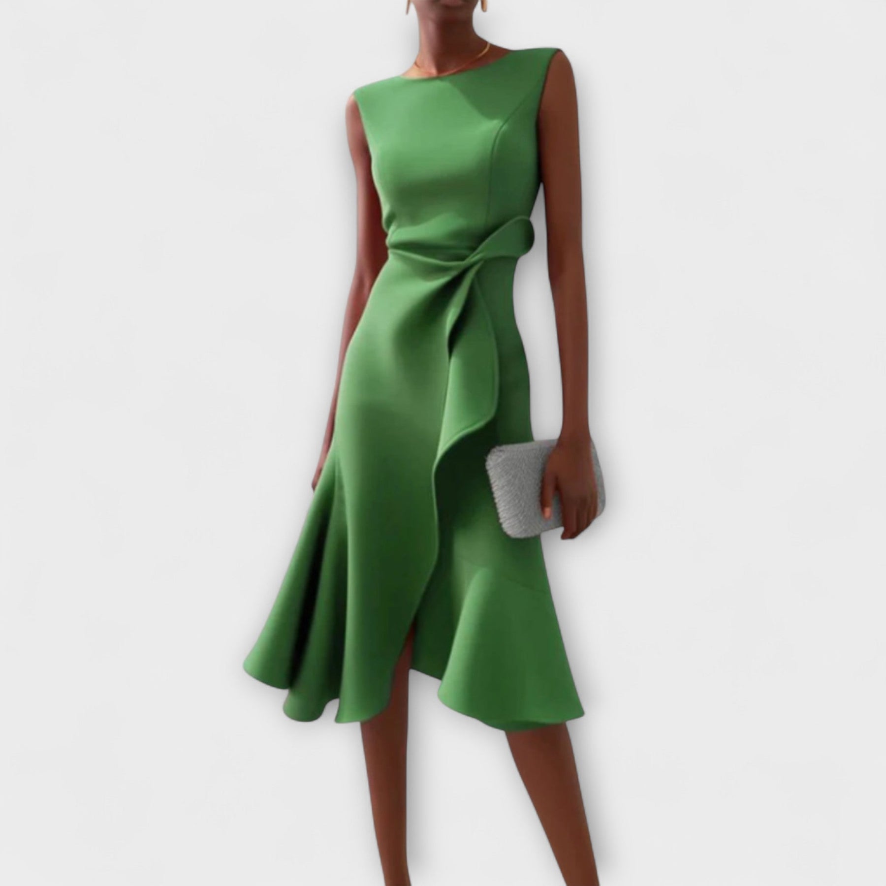 Rosalind | Draped Asymmetric Midi Dress