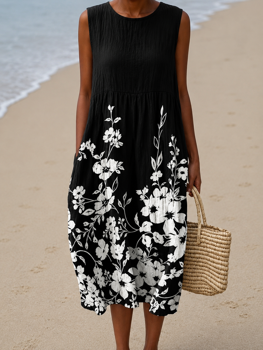 Genevra | Floral Sleeveless Midi Dress