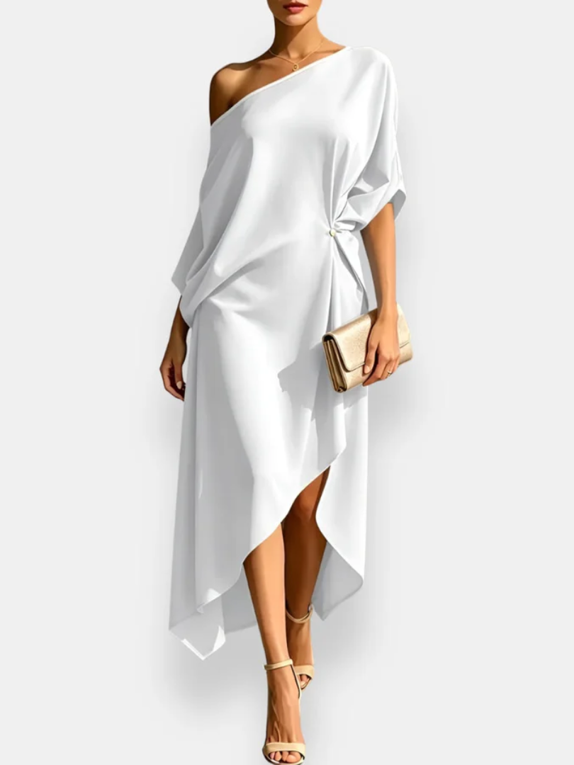 Sophia | Asymmetric Draped Midi Dress