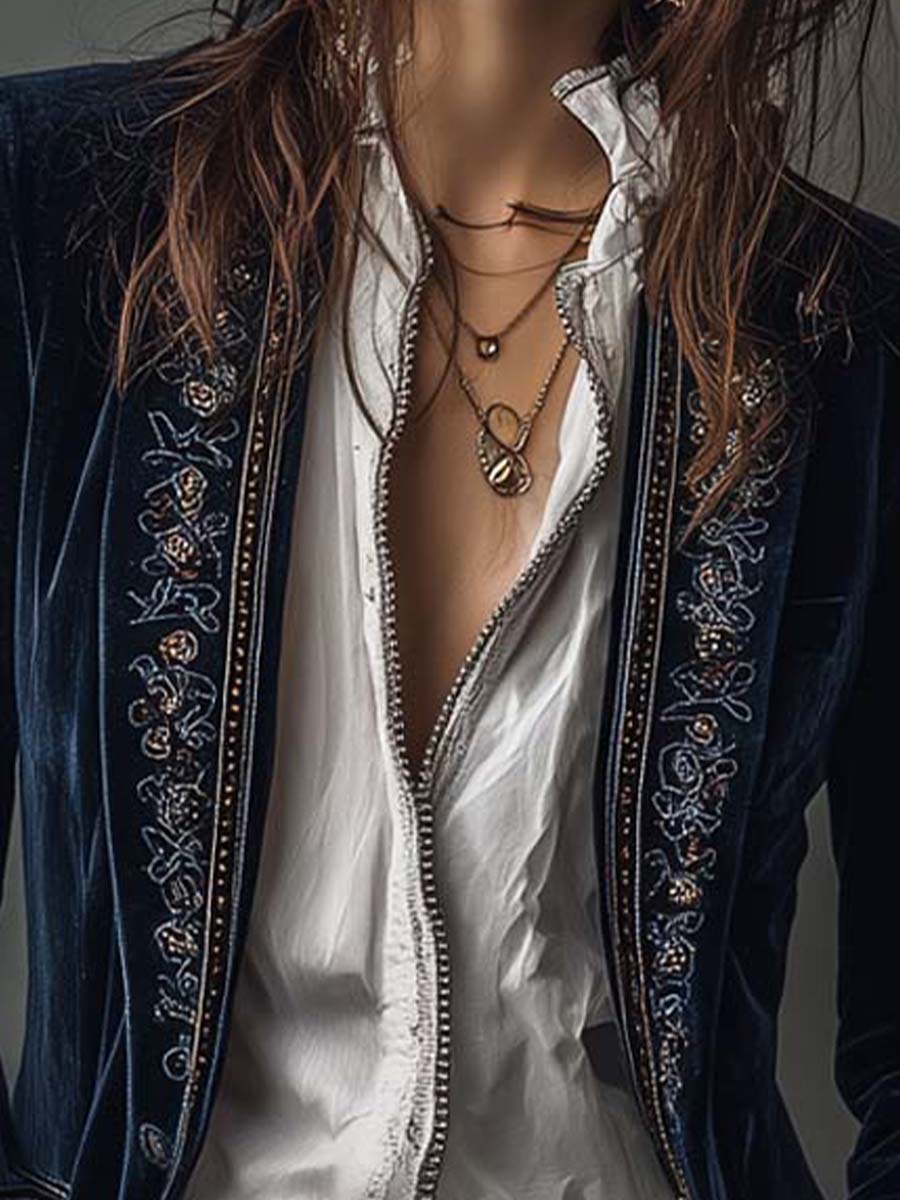 Octavia | Embroidered Longline Jacket