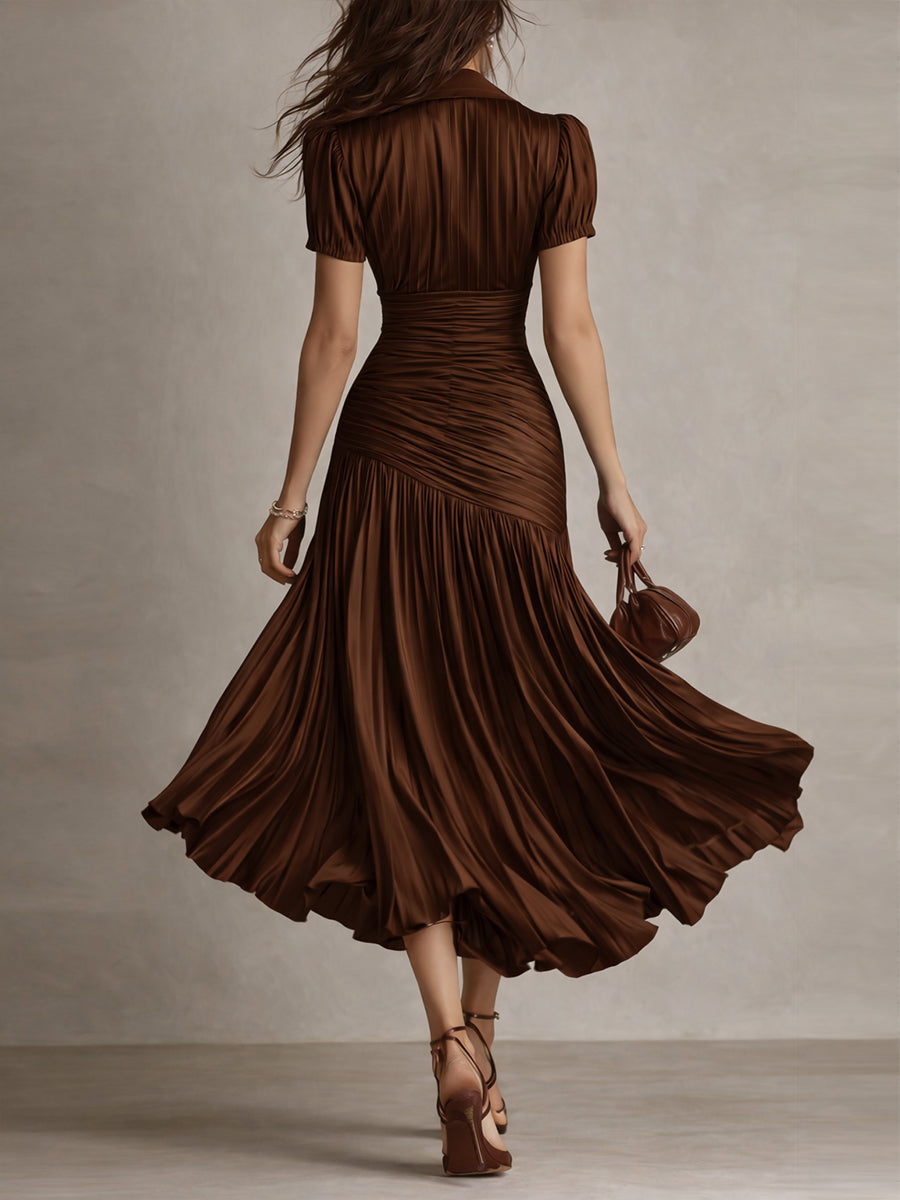Vivian | Pleated Striped Midi Dress