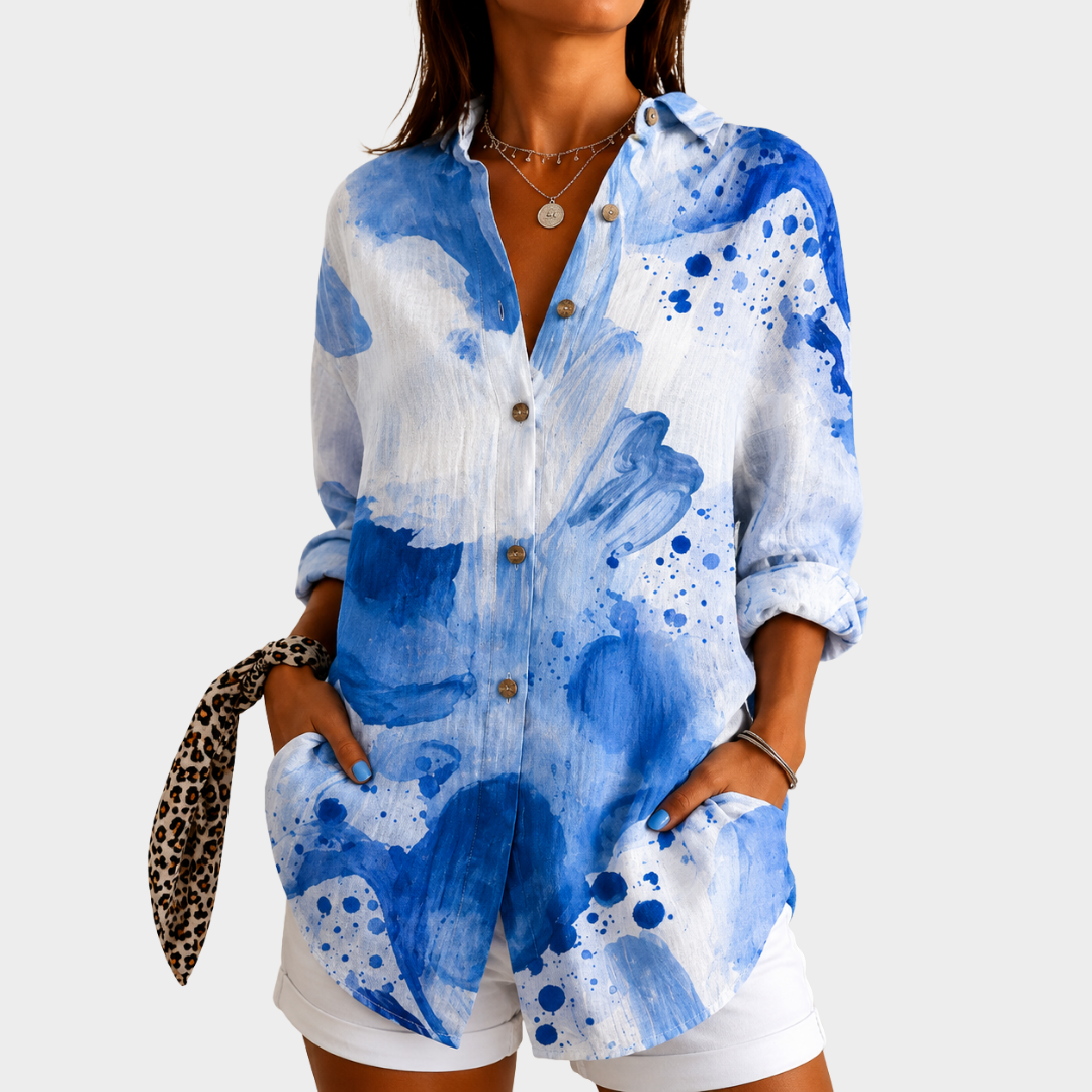 Hailey | Coastal Watercolour Breeze Blouse
