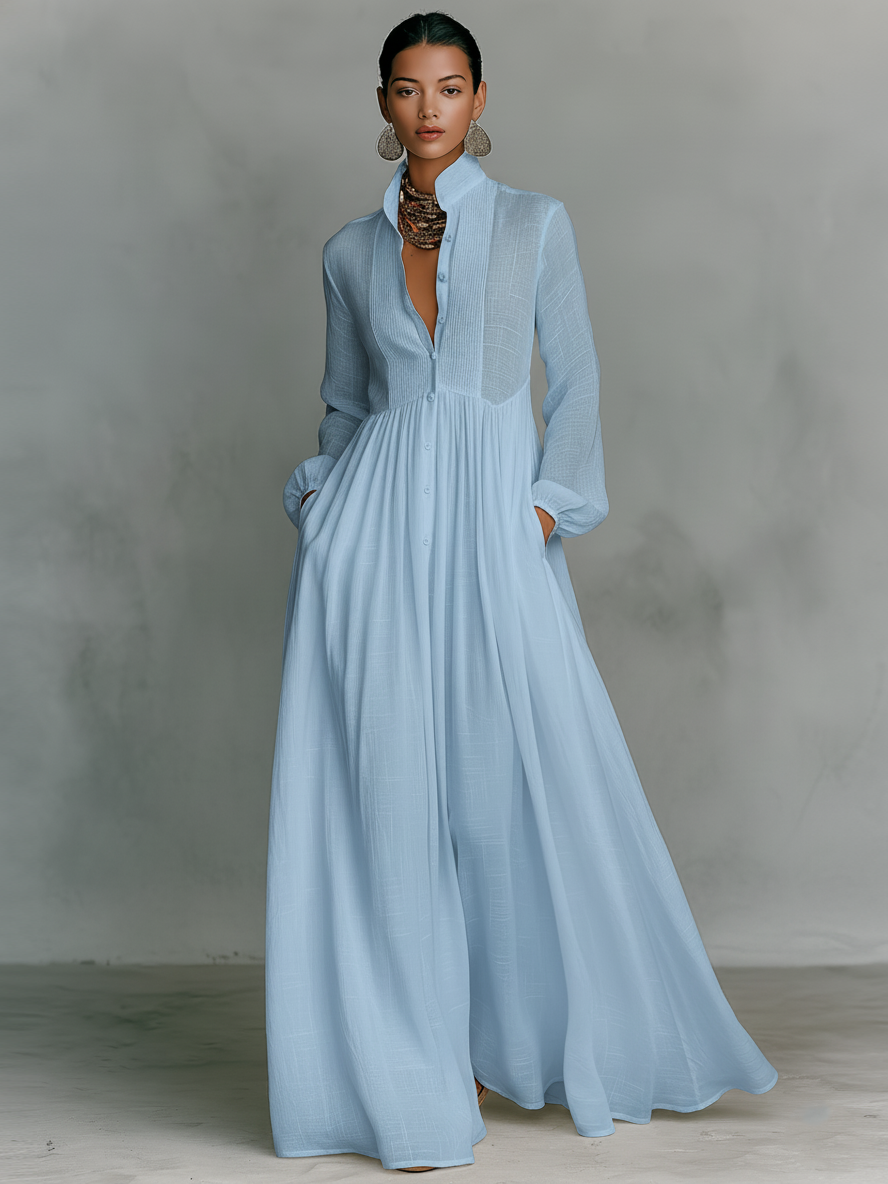 Gloria | Linen Patchwork Maxi Dress