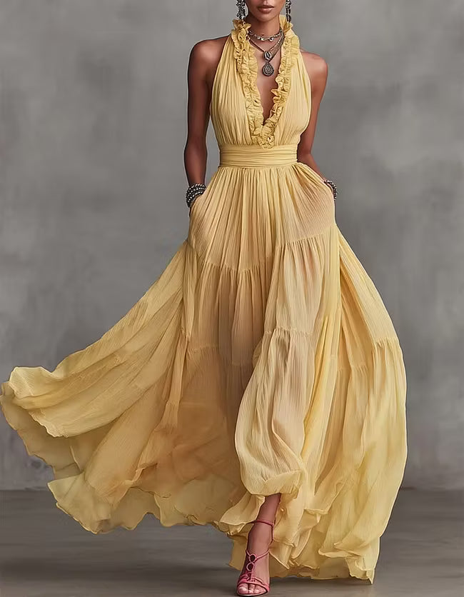 Ondine | Tiered Halter Maxi Dress