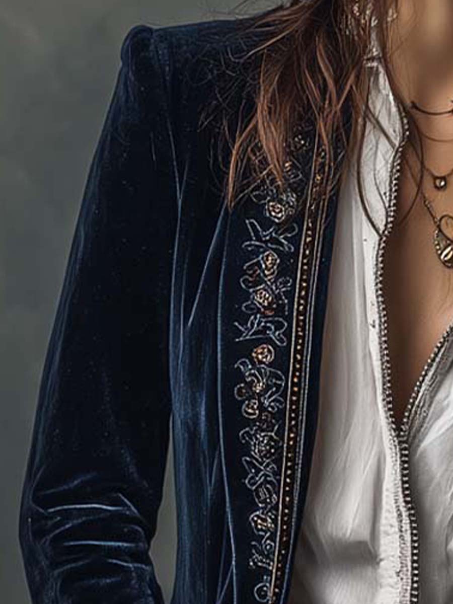 Octavia | Embroidered Longline Jacket