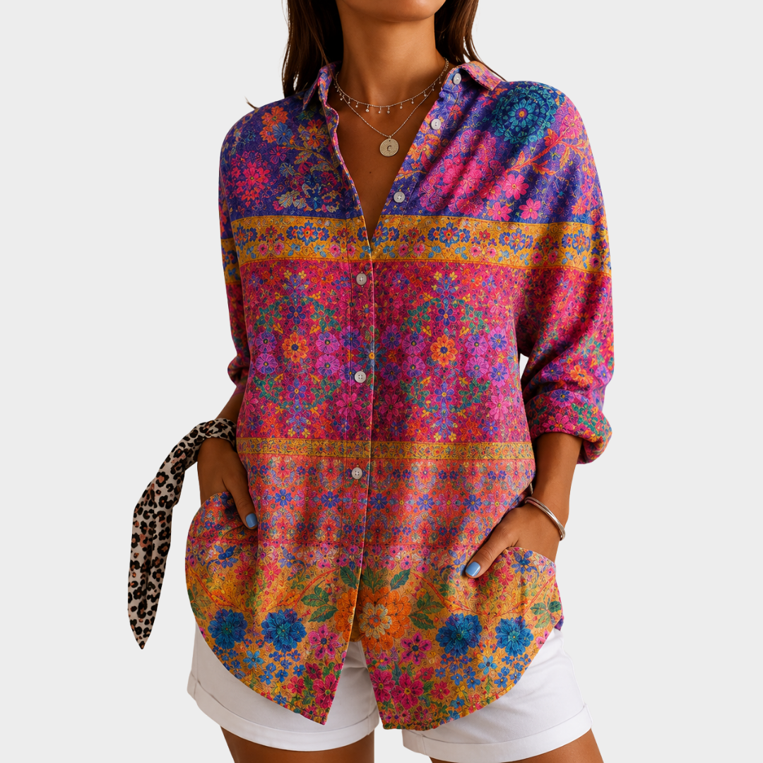 Ottilie | Vibrant Garden Mosaic Blouse