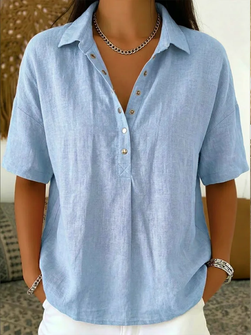 Elaine™ | Elegant Linen Lightweight Blouse