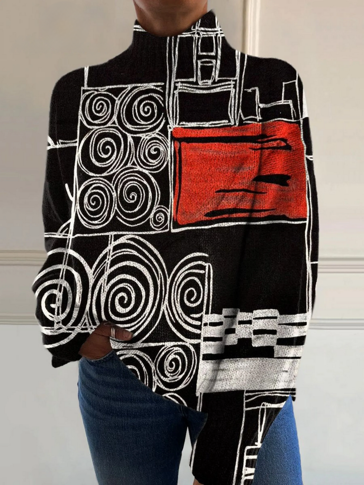 Romy | Abstract Art High Neck Jumper