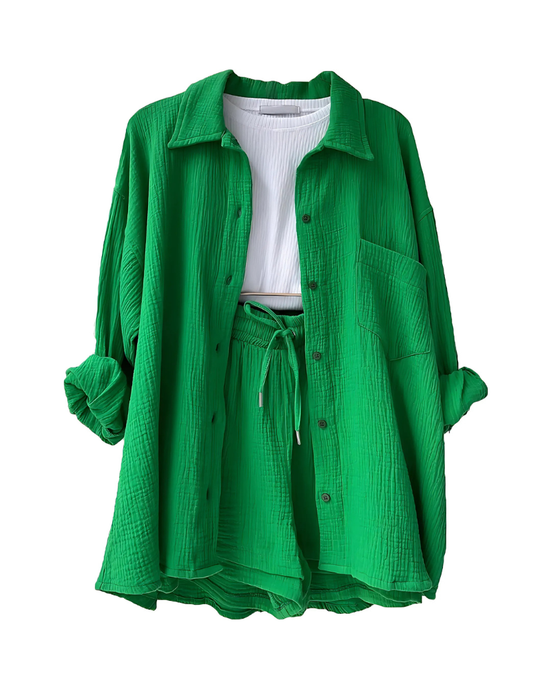 VERA™ – Modern Button-Up Shorts Set