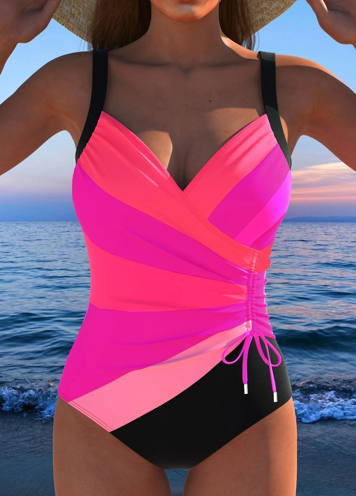 Elaine | Flattering Wrap Swimsuit in a Striking Print