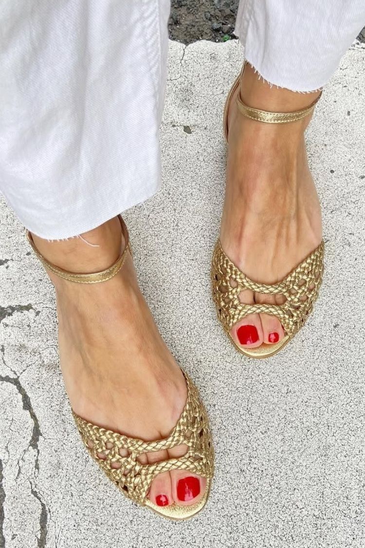 Isadora — Woven Gold Sandals
