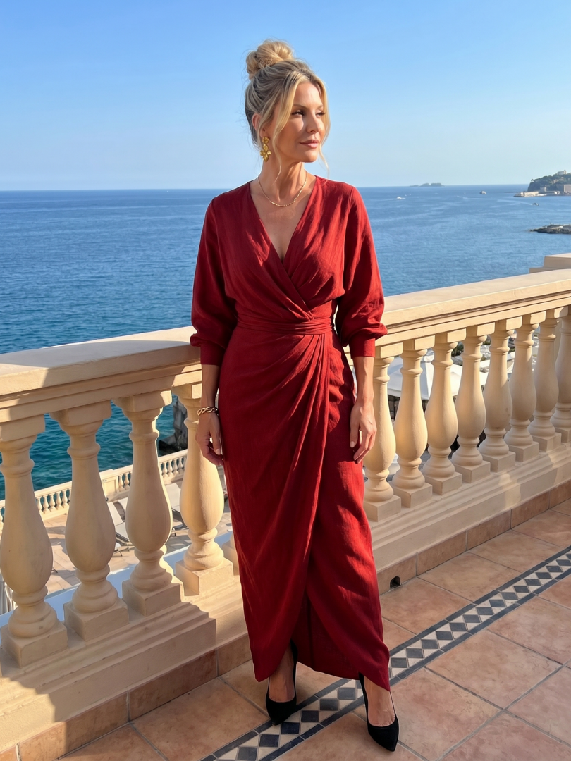 Cecilia | Draped Wrap Midi Dress