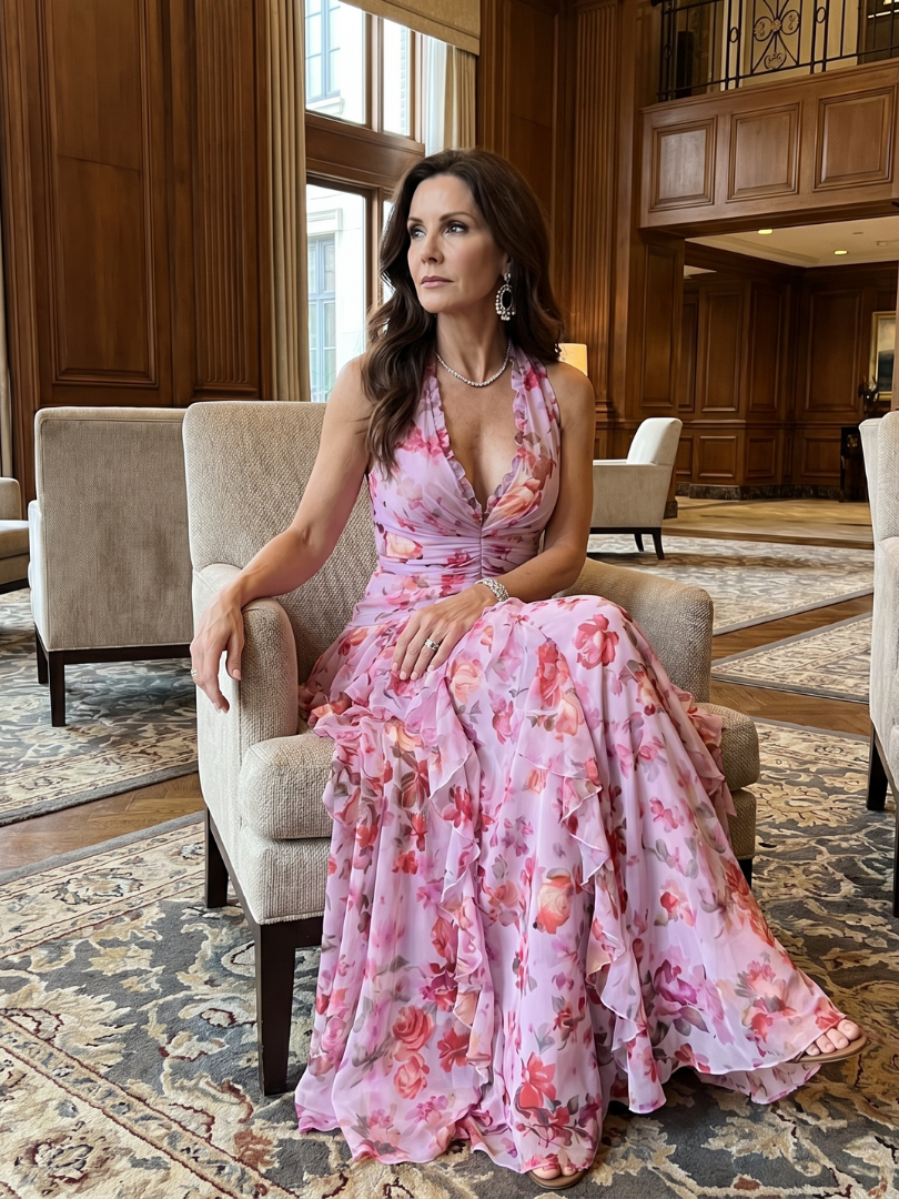 Aveline | Halter Neck Floral Maxi Dress