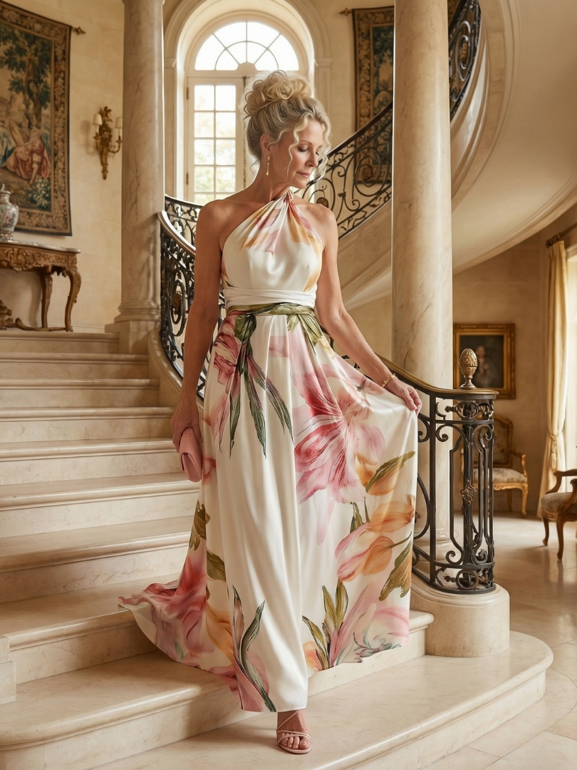Nella | Floral Halter Maxi Dress