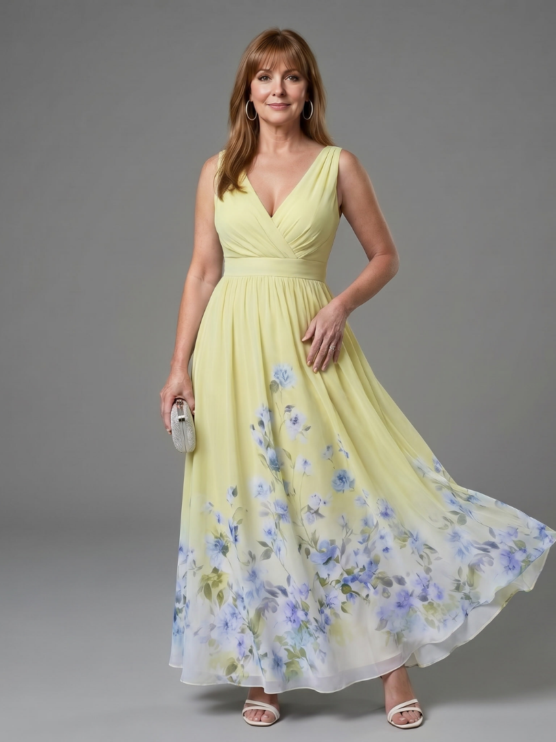 Danielle | Sleeveless Floral-Hem Midi Dress