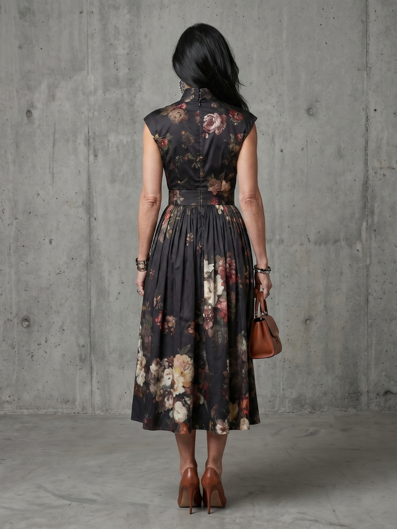Ulla | High Neck Keyhole Floral Midi Dress