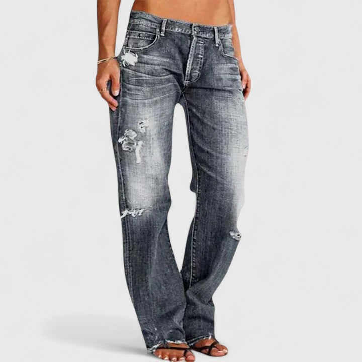 Sylvia | Stylish Rugged Wide-Leg Jeans