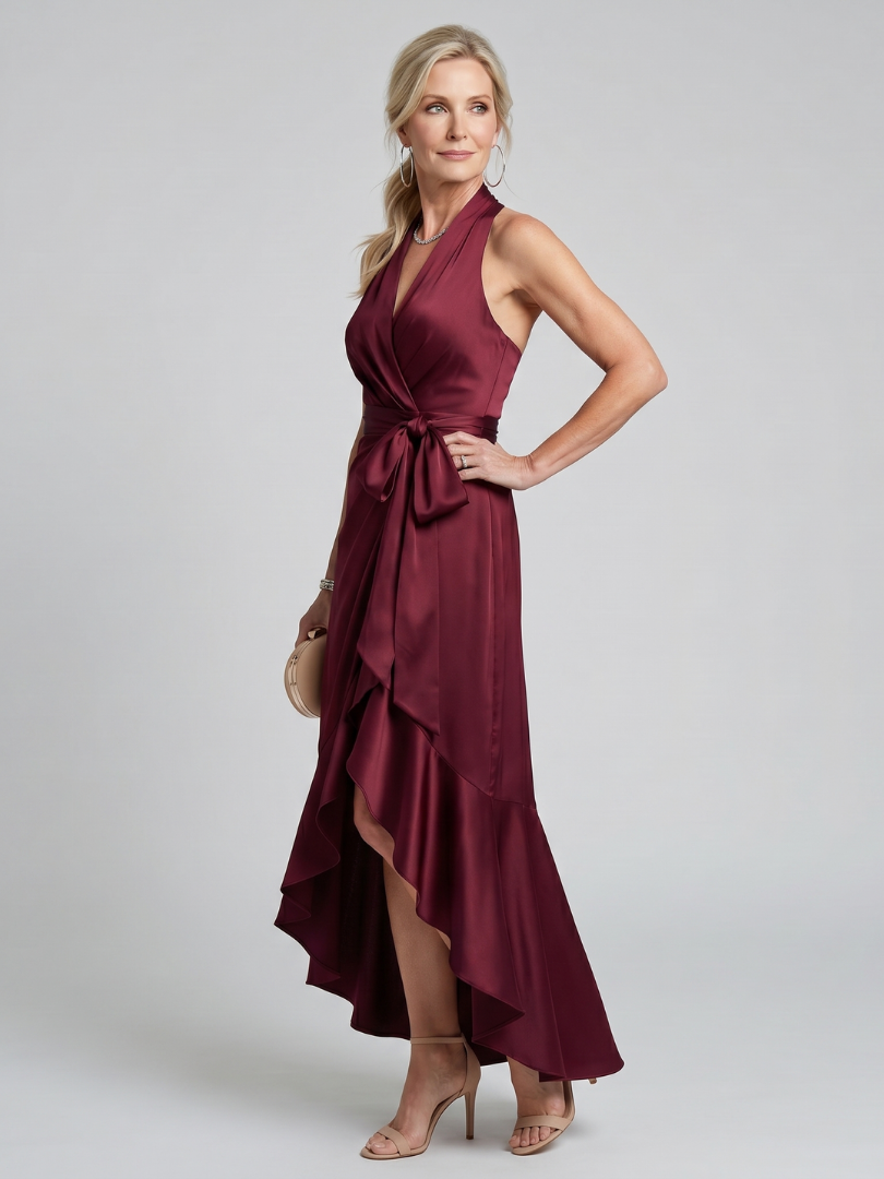 Pippa | Halter Neck Wrap Midi Dress