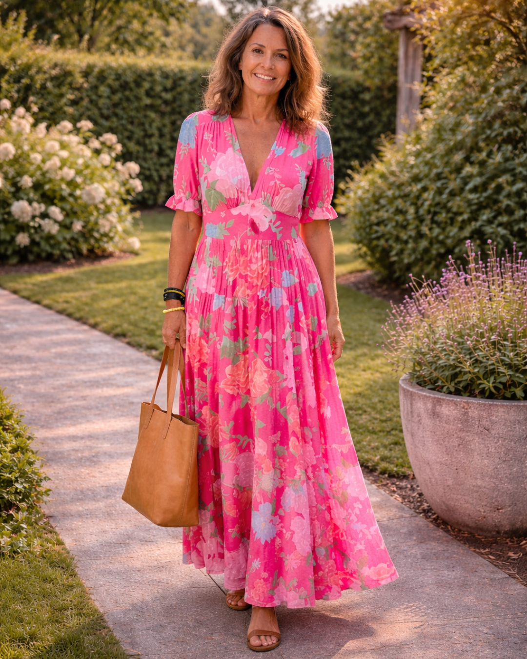 Della | Floral V Neck Maxi Dress