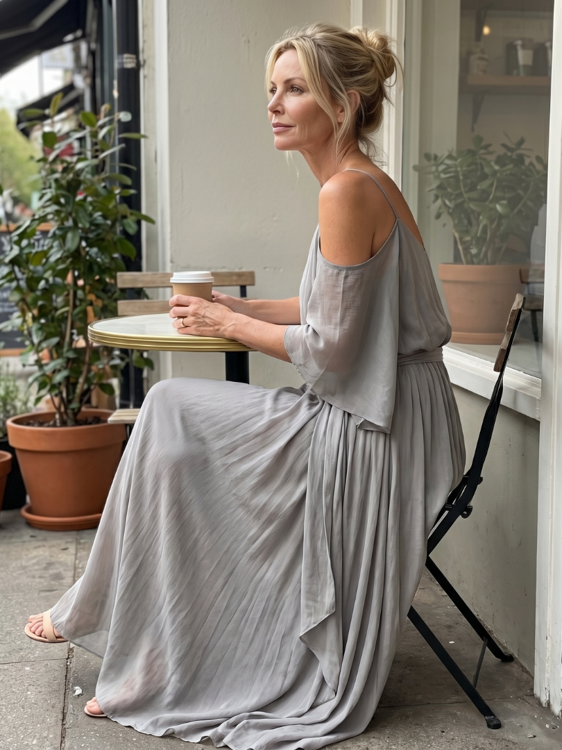 Linnea | Draped Cold Shoulder Two Piece Set