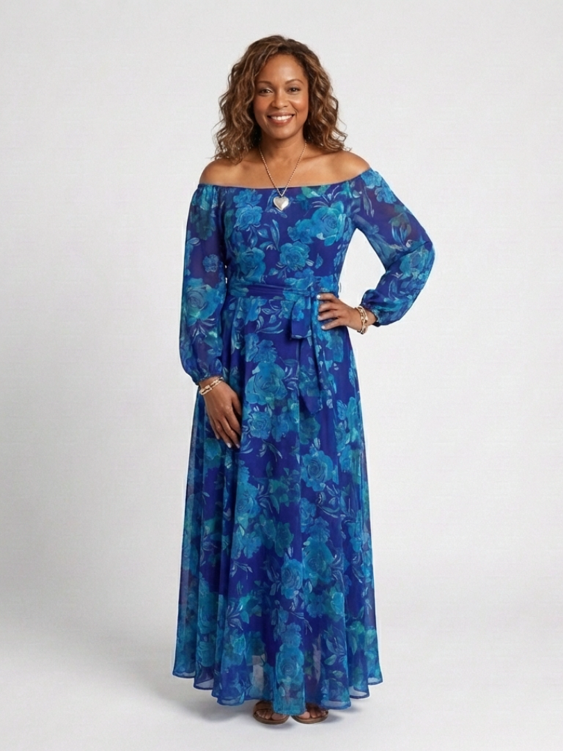 Judith | Off Shoulder Floral Maxi Dress