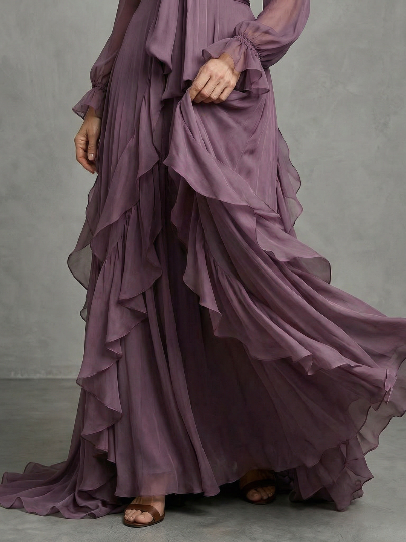 Gloria | Tie-Neck Tiered Maxi Dress