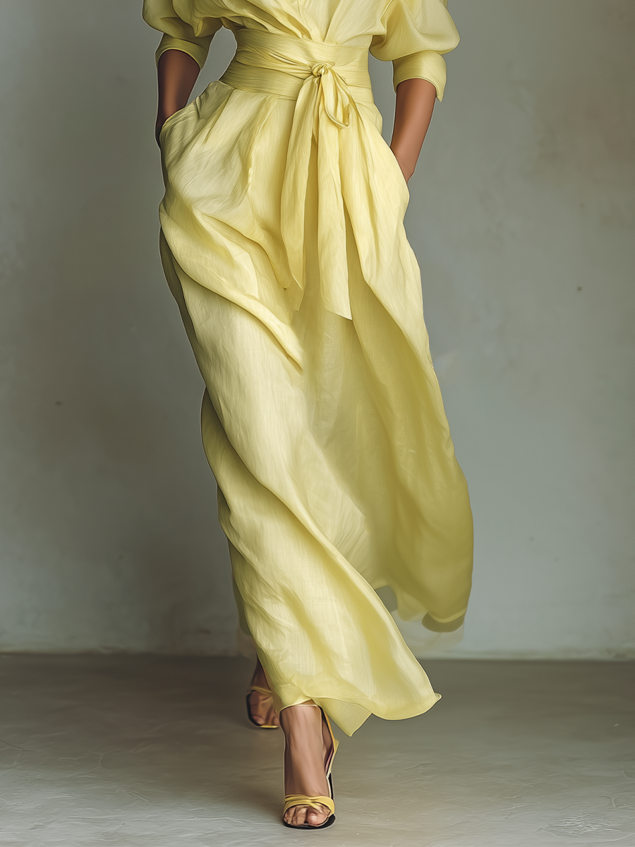 Anisha | Summer Linen Maxi Shirt Dress